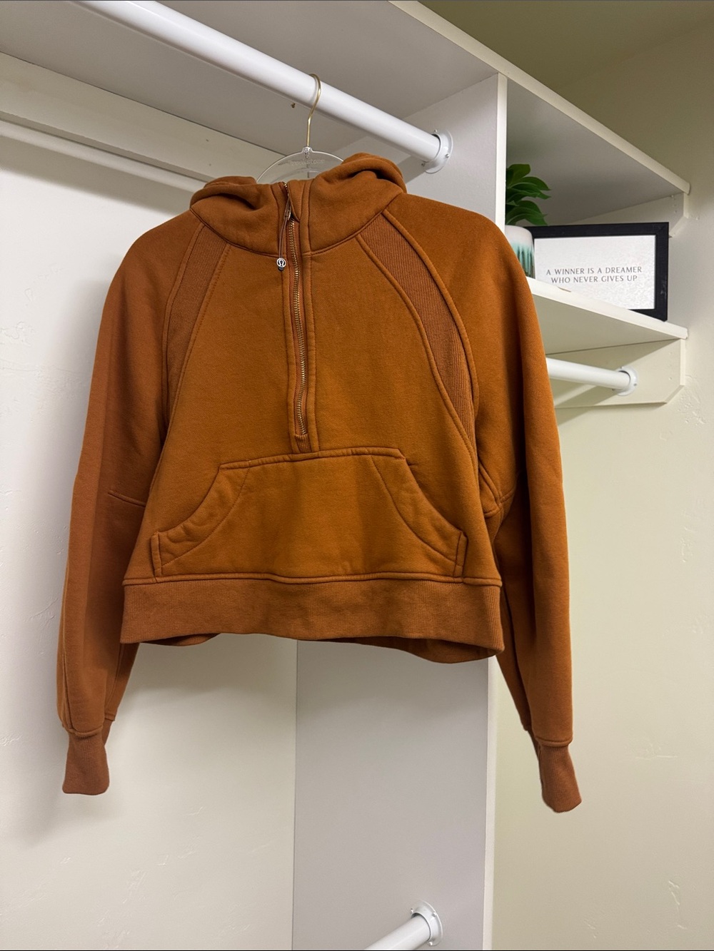 lululemon athletica Cropped Half-Zip Hoodie in Rust Brown